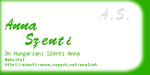 anna szenti business card